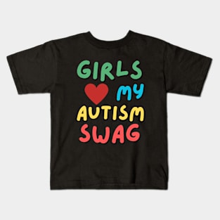 Girls Love My Autism Swag Funny Girls Heart Kids T-Shirt